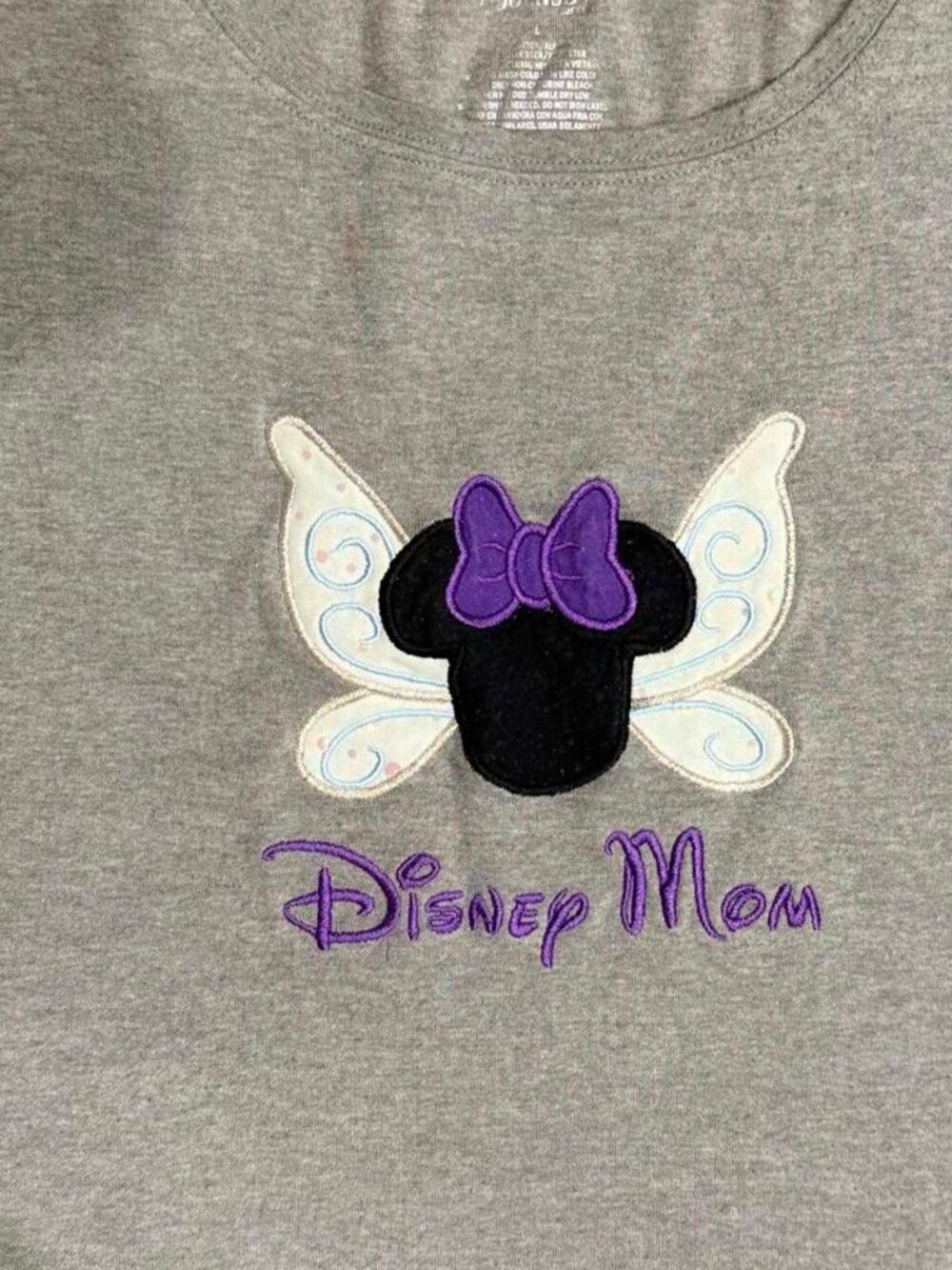 Disney Mom Embroidered Graphic Tee | Minnie Mouse Pixie Fairy Wings | St. John’s - Picture 2 of 3